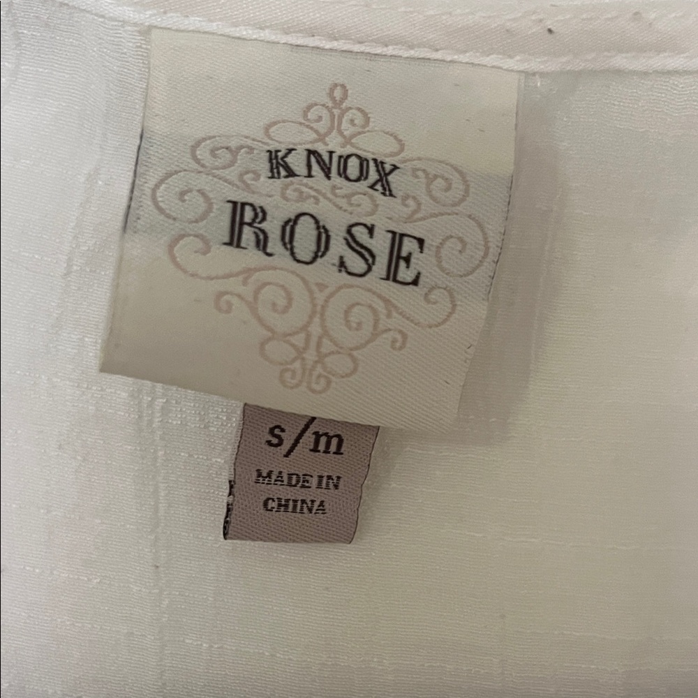 Knox Rose Delicate Embroidered Boho Cream Fringe Poncho S/M - Picture 2 of 2